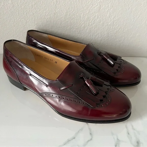 Salvatore Ferragamo Mens Lucas Kiltie Tassel Loafers Size 11 Oxblood Leather - Picture 1 of 9